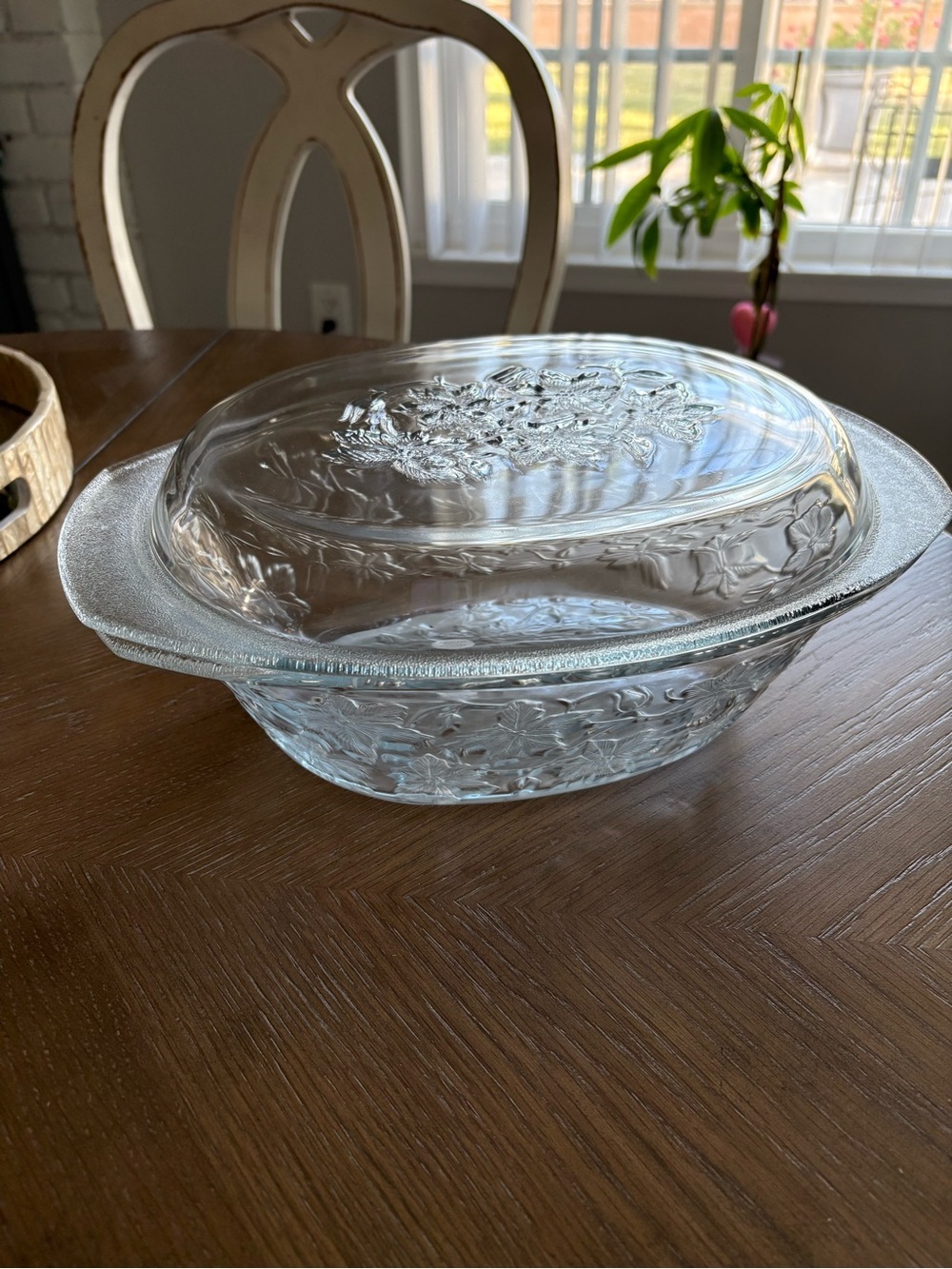 Princess House Clear Embossed Glass Covered Casserole Dish